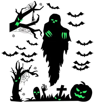Nepremokavé Halloween Stenu Žiariace Halloween Stenu, Nálepky Nastaviť Tmavé Oči Bat Tekvica Ghost Ochrnutú Strom Samolepiace