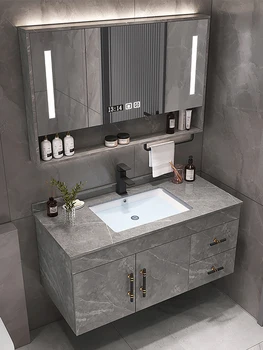 Svetlo luxusné rock panel kúpeľňa kabinetu kombinácii masívneho dreva moderné jednoduché umývanie wc tabuľka na strane umývadlo kabinet nastaviť