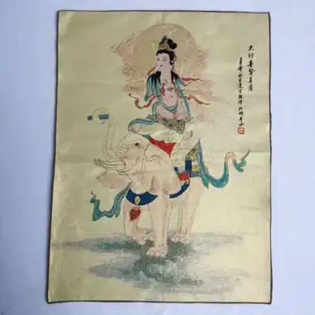 Čínsky Budhizmus Tkaniny z Hodvábu Samantabhadra Guangyin Kwan-yin Thangka nástenná maľba
