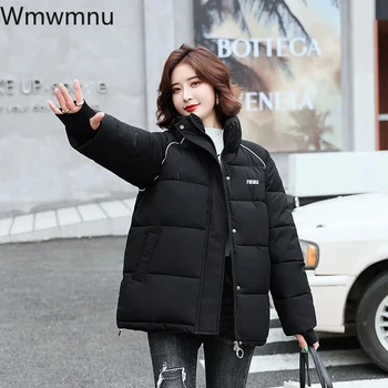 Zimná Biela Bavlna Čalúnená Bundy Pre Ženy Opuchnuté Teplé, Hrubé Snowwear Outwear Kórejský Bežné Klasické Vetru Parkas Nové 2023